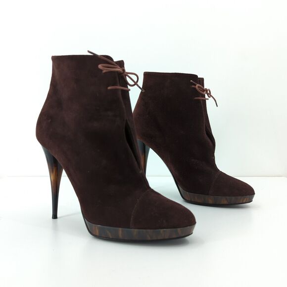 Burberry Women 36 US 6 Prorsum Tanfield 110 Ankle Boots Booties Brown Suede - Picture 2 of 14